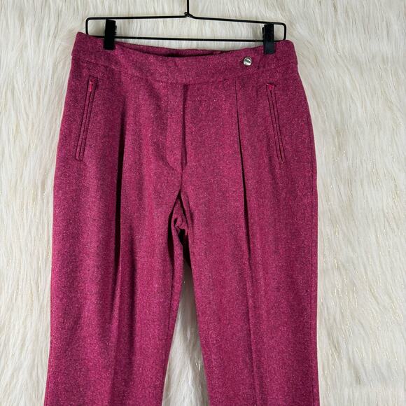 Escada Pink Pink Herringbone Wool Tweed Straight Leg Dress Pants Womens Sz 40 M - Picture 2 of 11